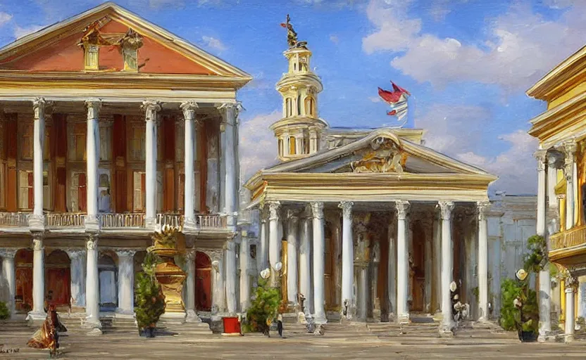 Prompt: Neoclassical jellyfished building. By Konstantin Razumov, highly detailded