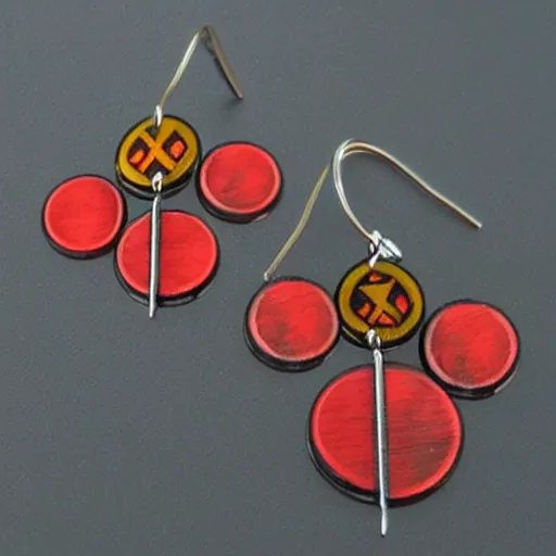 Prompt: segmented 2d earrings, horde symbols, from world of warcraft