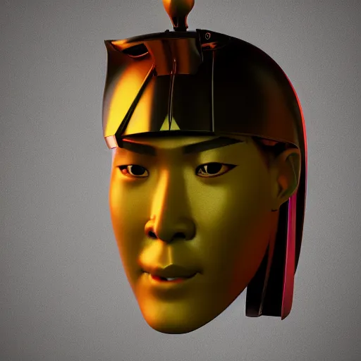 Prompt: portrait of a bust of a samurai head with futuristic fashion elements created by yuuki morita, brilliantly colored, octane render, 3 d animated, unreal engine 5, studio lighting, smooth surface