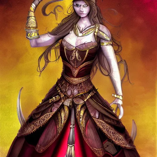 Prompt: digital art of a beautiful warrior princess. Full length, detailed, artststion