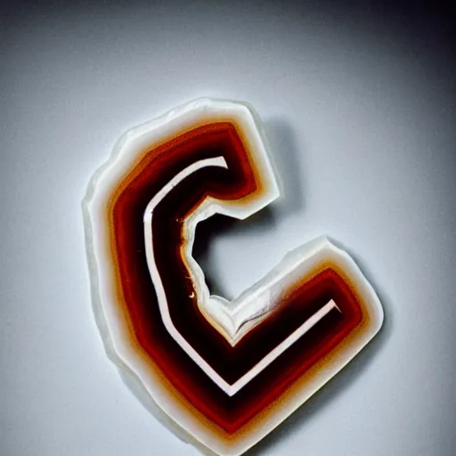 Prompt: a studio portrait of an agate with the letter s in the banding white background