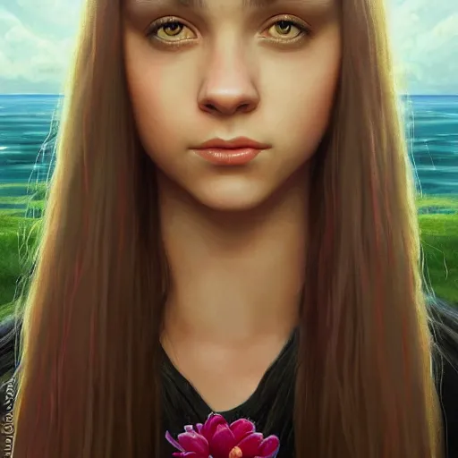 Image similar to black snake moan, pink petals with a a bored hailee steinfeld and christina ricci mixed with mona lisa, intricate, elegant, highly detailed, wonderful eyes, sweet, digital painting, artstation, concept art, smooth, sharp focus, illustration, art by artgerm and greg rutkowski and concept art, rectilinear vaporwave