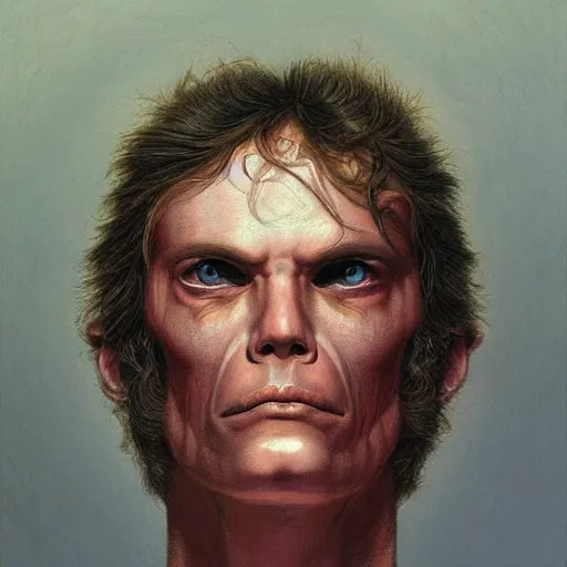 Image similar to a head - on portrait of alien a 2 0 - something engineering student, brown messy hair, by wayne barlowe