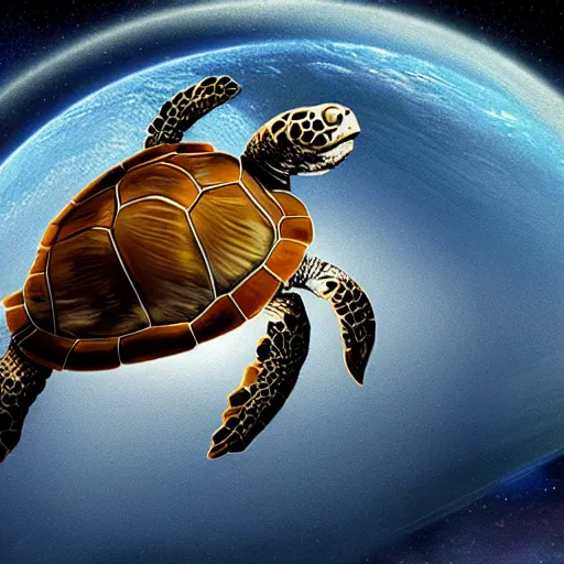Prompt: turtle in space with helmet, realistic photo - n 4