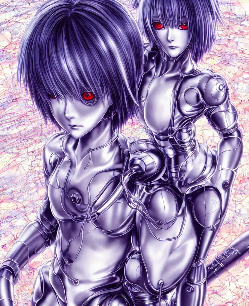 Prompt: symmetrical. realistic detailed image of anime portrait, realistic detailed male character, rei ayanami, plugsuit, depth perception, vivid colors, masterpiece, depth of field, gothic, digital art. art by yoshitaka amano, by yukito kishiro, by yoshiyuki sadamoto, by artgerm, by hajime sorayama