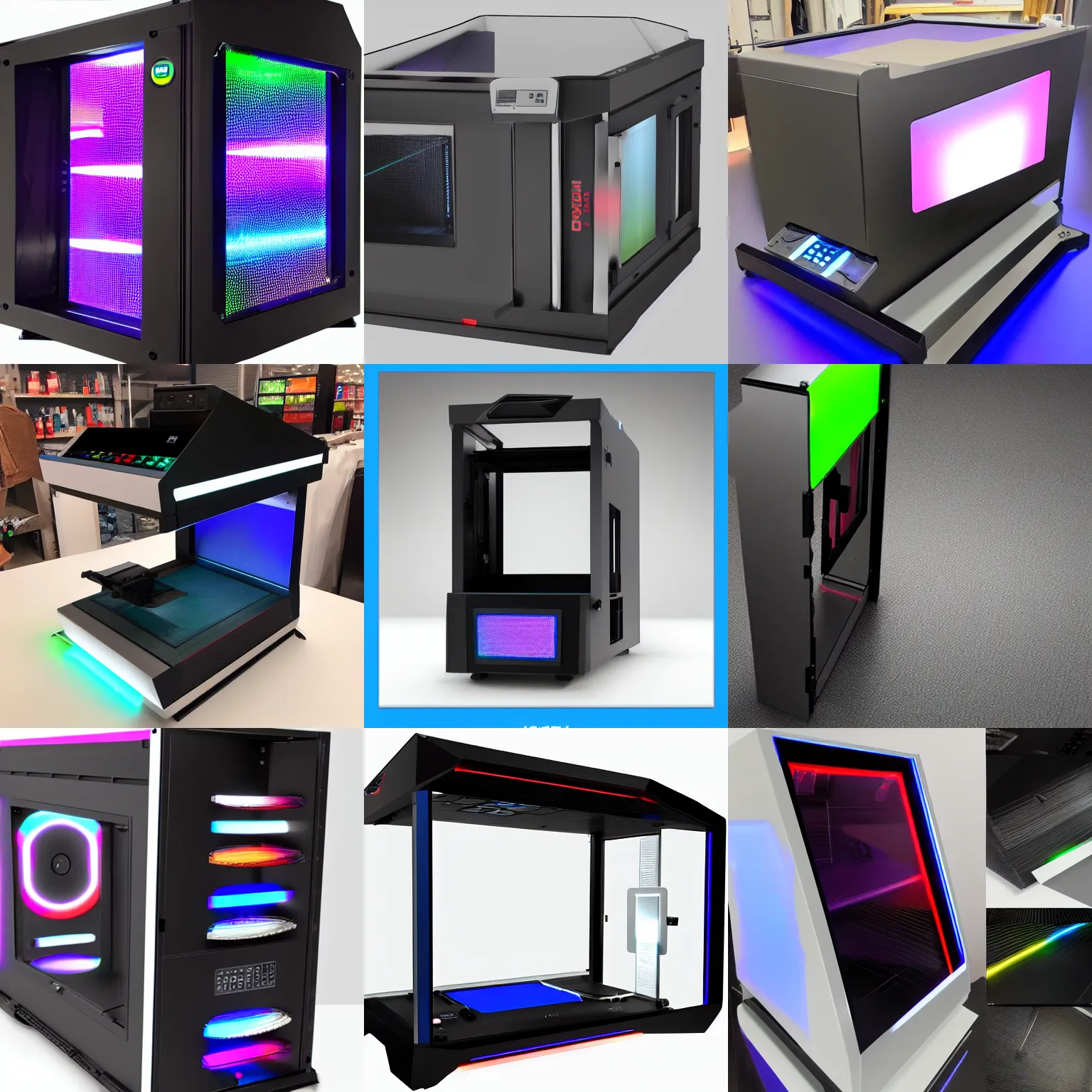 Prompt: guillotine rgb, product showcase