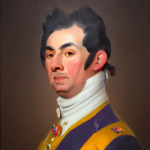 Image similar to facial portrait of the phoenix suns dictator in military uniform, 1 7 8 0, oil on canvas by william sidney mount, oil on canvas, octane render