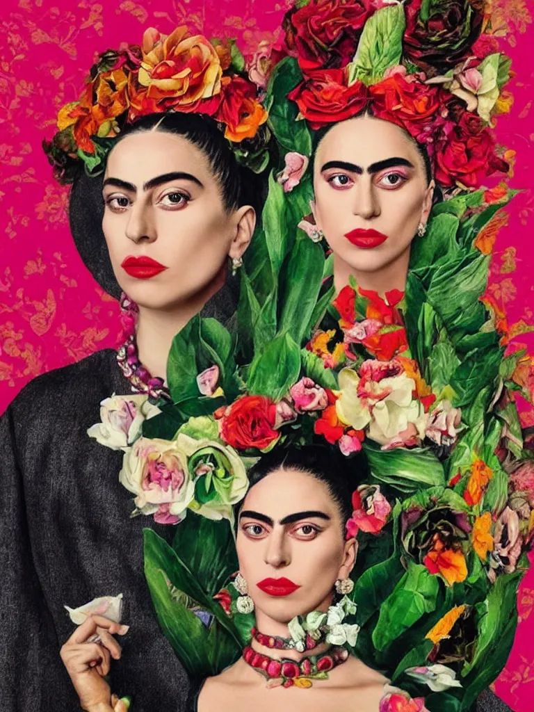 Image similar to Lady Gaga in Frida Kahlo style