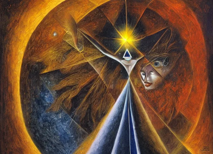 Prompt: a shaman woman holding up the cosmic!! universe, by remedios varo, reflection, symbolist, psychedelic colors, dramatic lighting, smooth, sharp focus, extremely detailed, aesthetically pleasing composition