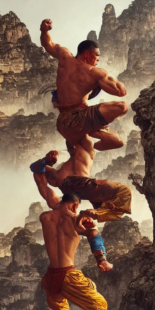 Image similar to a beautiful illustration of a young jean claude van damme, intricate, shaolin fight, arab city, houses, sharp focus, illustration, highly detailed, digital painting, concept art, matte, art by wlop and artgerm and greg rutkowski and alphonse mucha, masterpiece