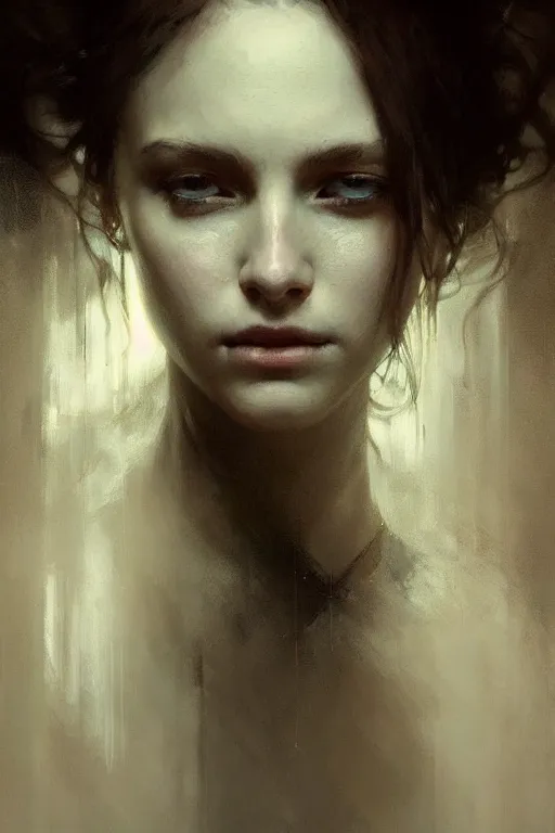 Image similar to beautiful photographic by jeremy mann, only one head single portrait absurdly beautiful, elegant, ultrafine hyperrealistic detailed face, alphonse mucha, intricate linework, sharp focus, smooth, octopath traveler, final fantasy, unreal engine, dramatic lighting, ethereal, 8 k