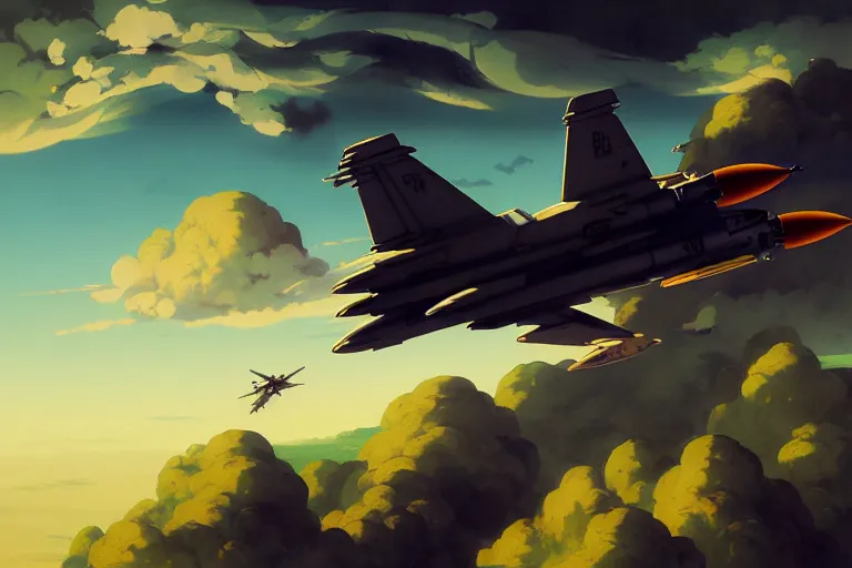 Image similar to baroque oil painting of anime key visual environment concept art of anime fighter jet dogfight in the sky concrete brutalist dark fantasy, rule of thirds, cinematic lighting, fake hidden detail, trending on pixiv fanbox, acrylic palette knife and brush, style of makoto shinkai studio ghibli genshin impact jamie wyeth james gilleard greg rutkowski