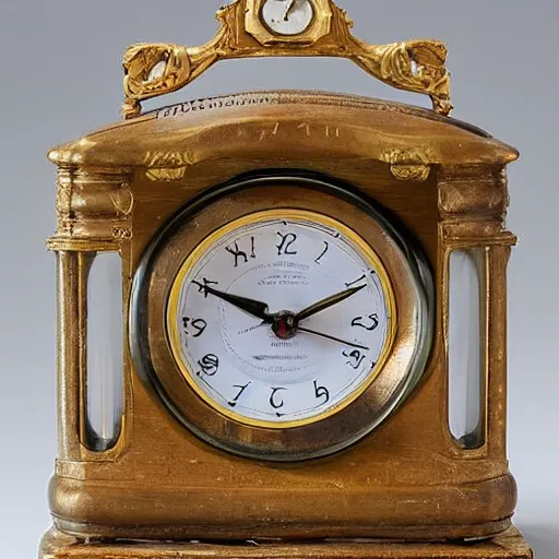 Image similar to an alarm clock from the 1800s that is made of human teeth