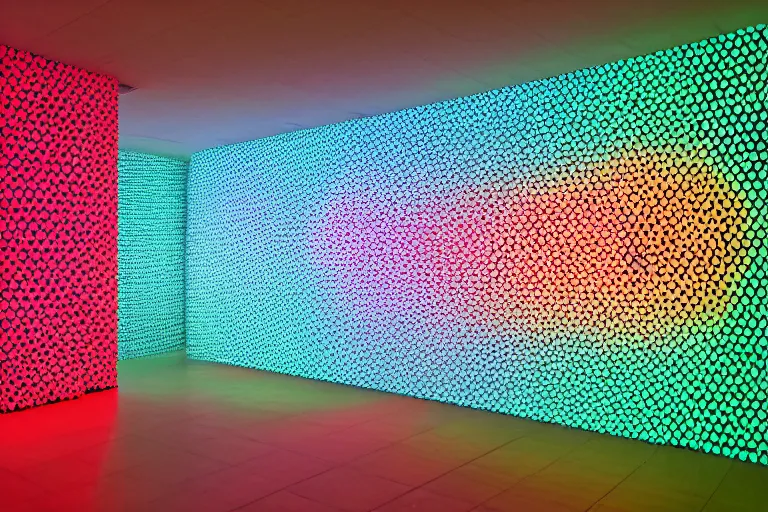 Prompt: wall made of thousands of vertical rectangles, different colors, perlin noise pattern, front elevation, backlight