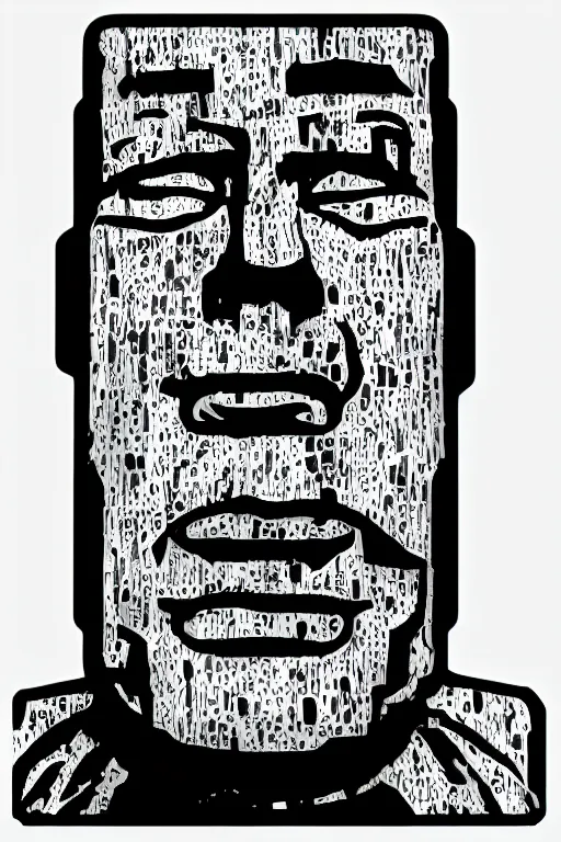 Image similar to sticker art, cronobreaker moai statue popart slap face caricature comic book illustration cartoon graffity street digital