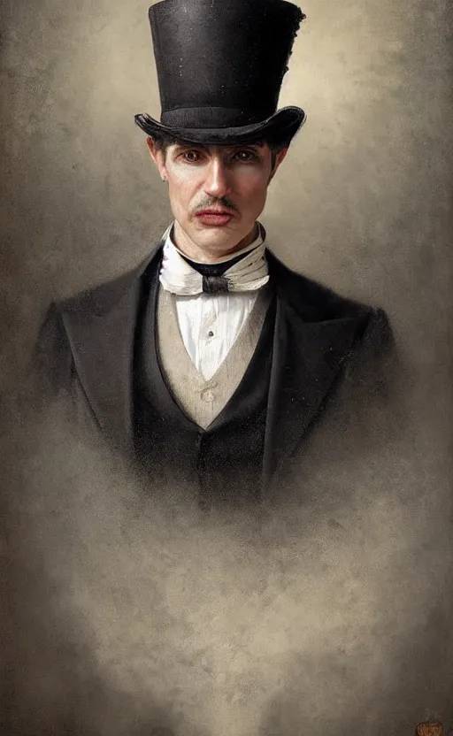 Prompt: Portrait of a humanoid catfish wearing a waistcoat and top hat, victorian, highly detailed, cinematic lighting, digital art painting by greg rutkowski