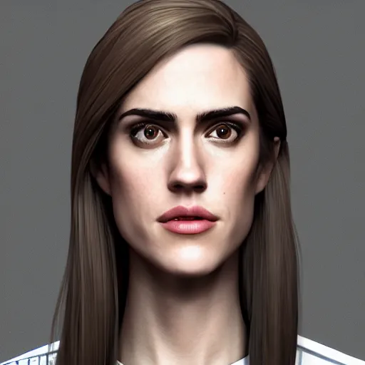 Prompt: a Super realistic version of Allison Williams in the style of Detroit: Become Human, cinematic, three quarter view, symmetrical face, full body, photo realistic, detailed , 8k, wide lens, unreal engine 5, hyper realistic, artgerm, trending on artstation