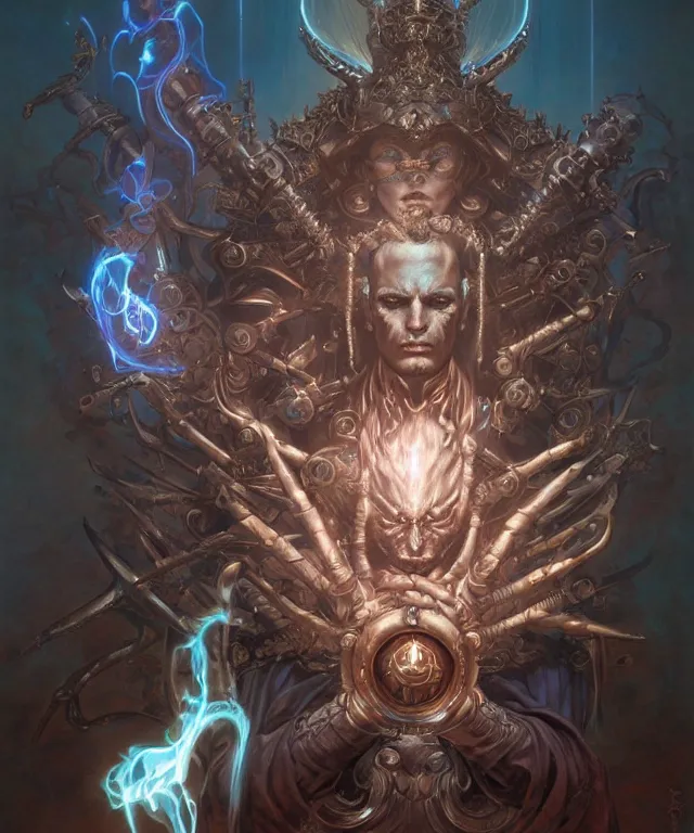 Image similar to beautiful evil fantasy god of justice portrait, ultra realistic, wide angle, intricate details, the fifth element artifacts, highly detailed by peter mohrbacher, hajime sorayama, wayne barlowe, boris vallejo, aaron horkey, gaston bussiere, craig mullins