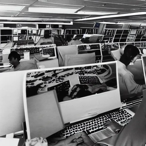 Image similar to 3 5 mm macro photograph of a woman falling off a cruise ship into an ocean of computers browsing facebook