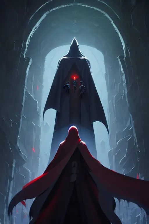 Prompt: video game cover, reaper dressed with a cape surrounded by demons, mid view, design on a black background, by studio muti, greg rutkowski makoto shinkai takashi takeuchi studio ghibli