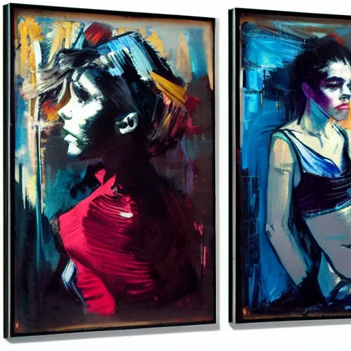 Image similar to portrait of beautiful girl, berghain party, shades of blue, by greg rutkowski, by jeremy mann, by francoise nielly, by vincent van gogh