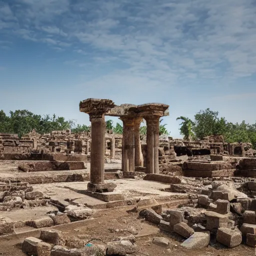 Image similar to Ruins of an walmart Temple in mesopotanian ancient city, walmart temple, award winning photo