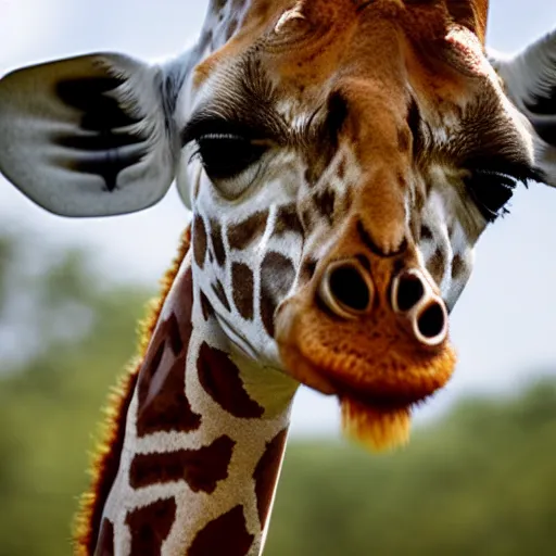 Image similar to giraffe standing on a giraffe, sharp focus, volumetric light, high details