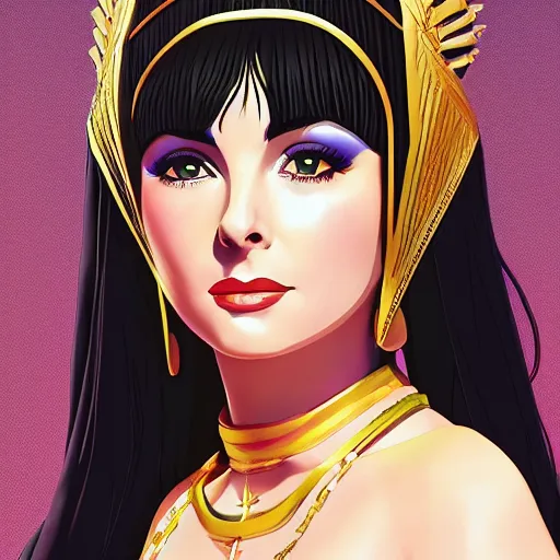 Prompt: portrait of elizabeth taylor in the movie cleopatra, 4k, anime key visual, artstation, kuvshinov ilya