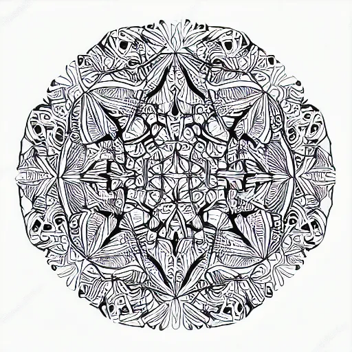 Prompt: intricately detailed pen and ink geometric generative doodle