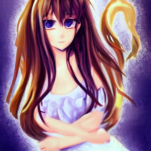 Prompt: CSP oil painting of a beautiful pretty pure kawaii cute lovely innocent elegant hot nice sweet girly feminine long hair anime waifu sister girl Trending on Pixiv