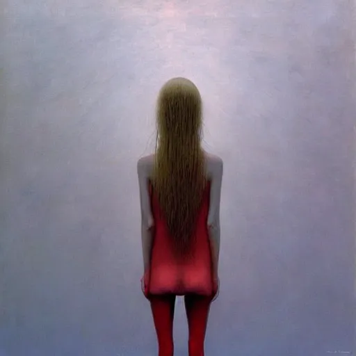 Prompt: crying girl as a zdzisław beksinski painting, nostalgic, sad