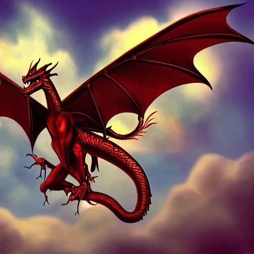 Image similar to a simple dragon soaring in the sky, digital art