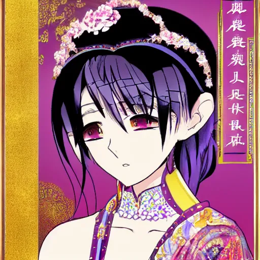 Prompt: elegant chinese princess, purple eyes, anime style, award winning art