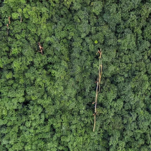 Prompt: aerial pictures of an uncontacted tribe from the amazon