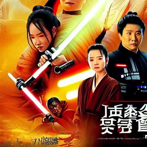 Image similar to screenshot from a chinese star wars movie