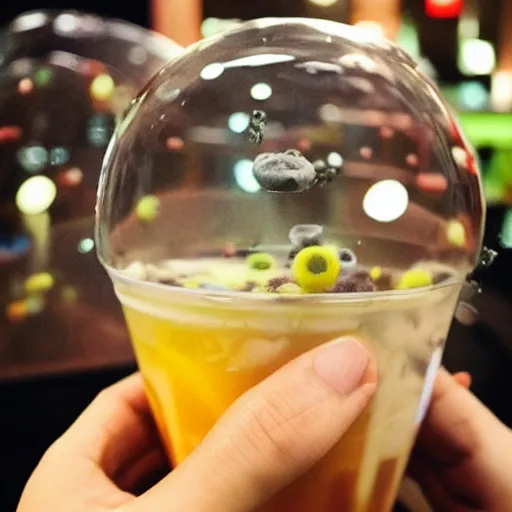 Image similar to a universe in a bubble tea