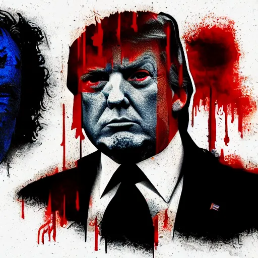 Image similar to portrait of FBI arresting Donald Trump, bloody, intricate, headshot, highly detailed, digital painting, concept art, sharp focus