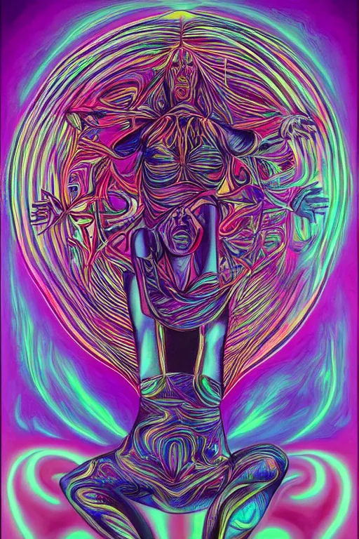 Prompt: woman dancing by Alex Grey, artstation, psychedelic