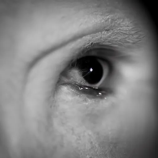 Image similar to close up photo of human eye realistic, dramatic, black and white