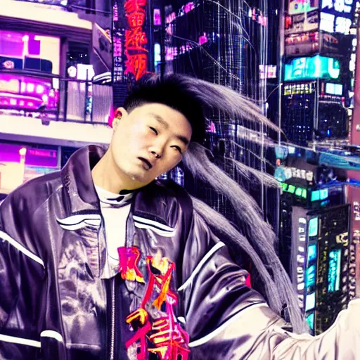 Image similar to chinese cyberpunk rapper