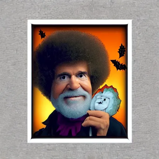 Image similar to halloween in the style of bob ross