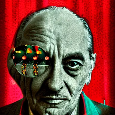 Image similar to portrait of a uncanny artist by Chor Boogie and Salvador Dali collaboration, digital art, mix of aesthetics, close up, high details