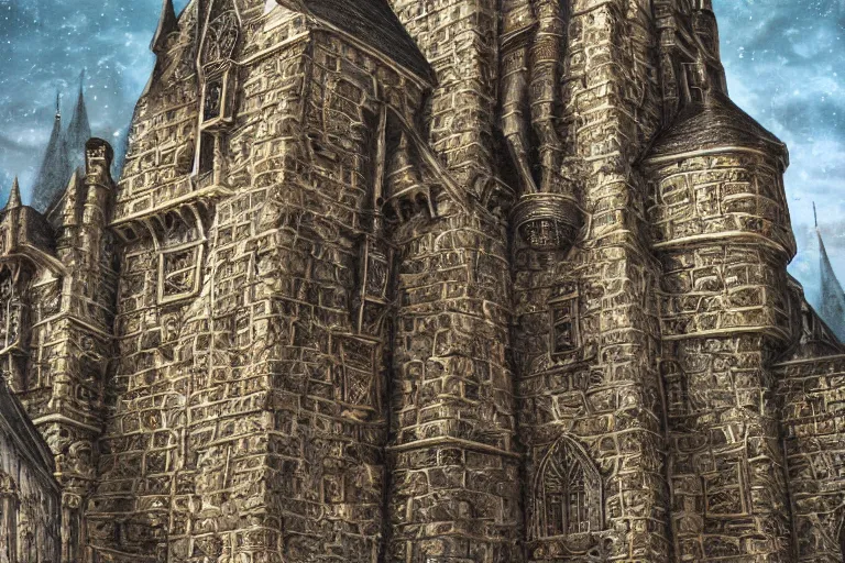 Image similar to A medieval castle, texture, intricate, details, highly detailed, masterpiece, architecture, building, trending on artstation, focus, sharp focus, concept art, digital painting, fantasy, D&D, tabletop, rpg, roleplay, sunny, day, midday, photograph, still