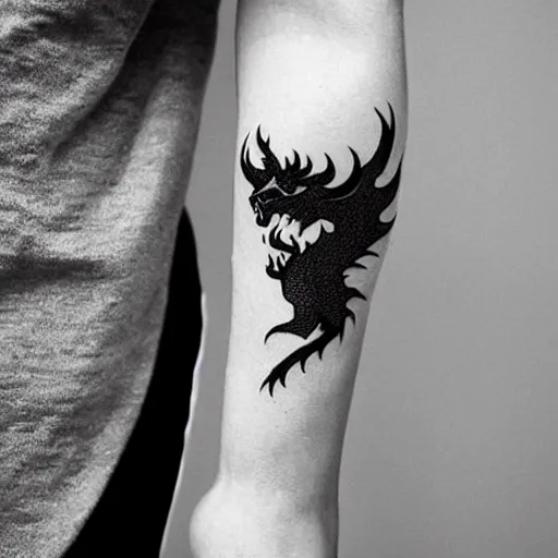 Image similar to A dragon tattoo, minimalistic, simplistic,