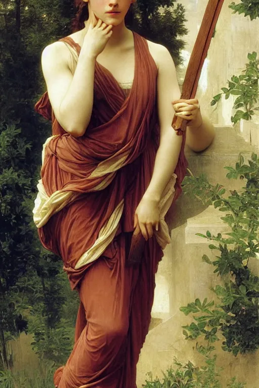 Image similar to emma watson as a greek goddess, painting by william adolphe bouguereau