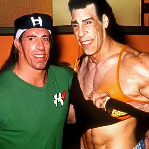 Prompt: hulk hogan tag team with kramer from seinfeld