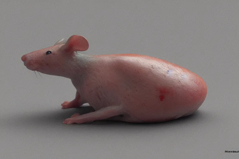 Image similar to mouse made from skin and flesh by shishido mazafaka, realism, ominous, made from skin, 3 d render, render, blender render, ambient light,