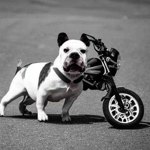 Image similar to Gray and white bully dog riding a motorcycle