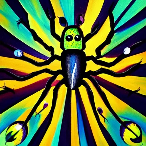 Prompt: a painting of stylized spider, made of multicolored crystals, fantasy art, trending on deviant art