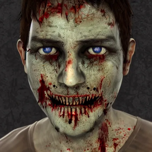 Image similar to halal zombie from left 4 dead Dark of komsomolsk realistic